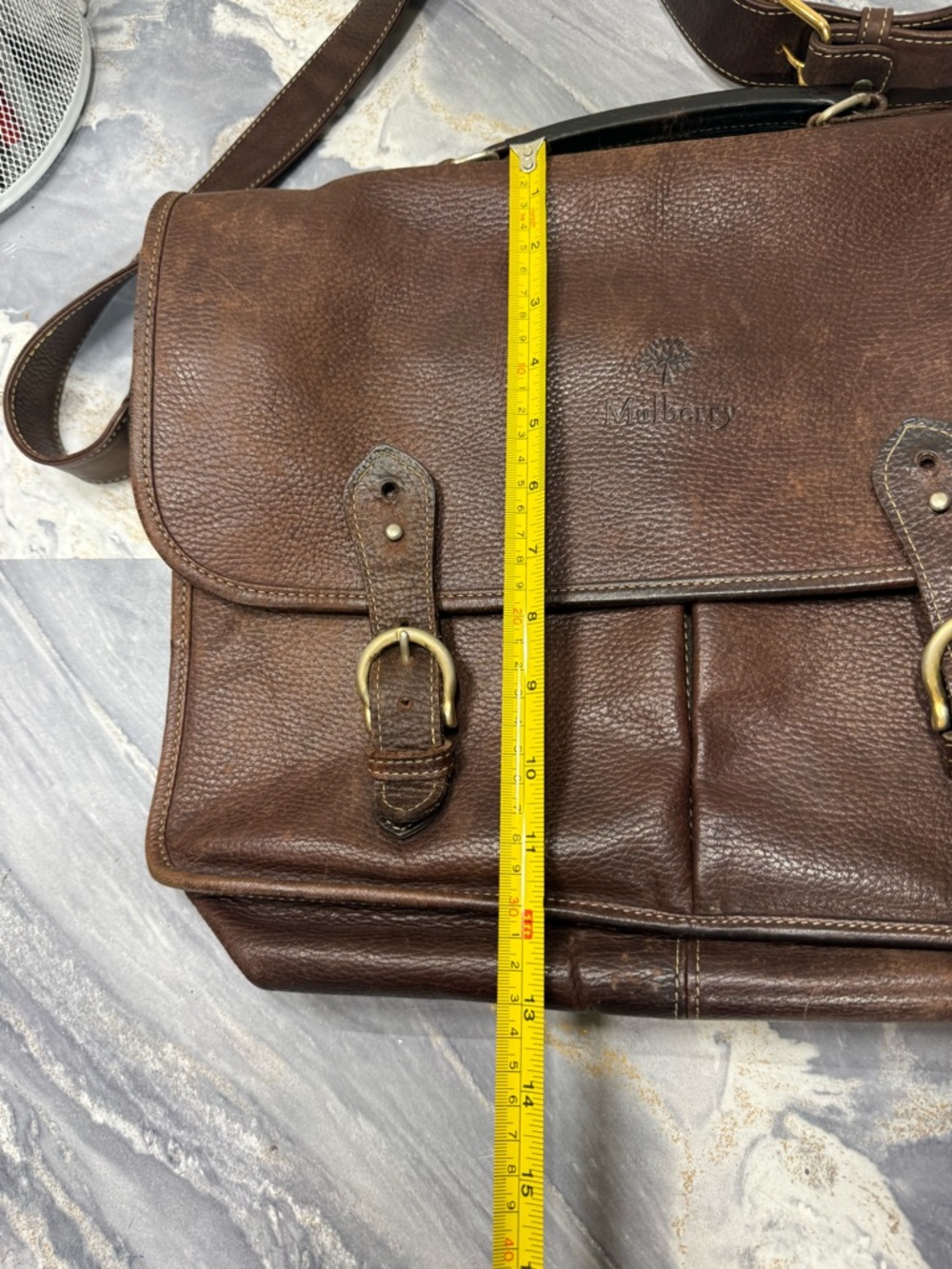 MULBERRY  Brown Leather Buckle Messenger Laptop Bag - Picture 13 of 16